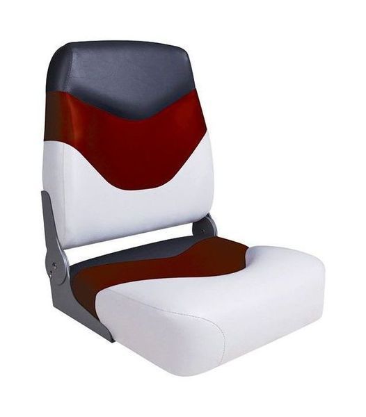 Крісло складане м'яке Premium High Back Boat Seat, білий/червоний 75128WRC фото