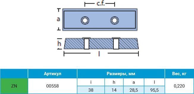 Анод цинковый для транцевых плит BENNETT TEC-BT фото